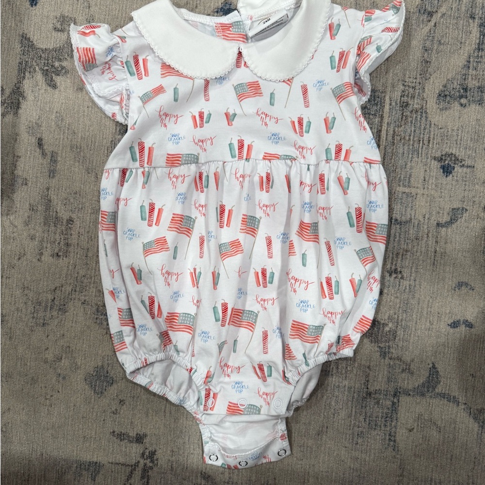 Patriotic Baby Romper with Peter Pan Collar